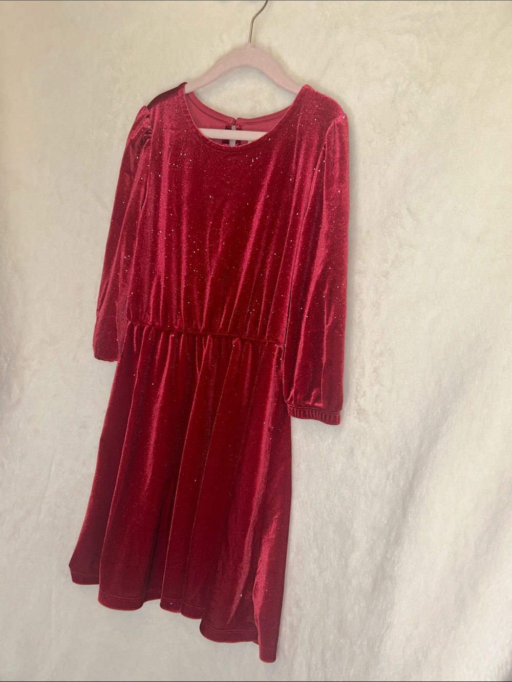 Gap Girls' Sparkle Velvet Red Dress